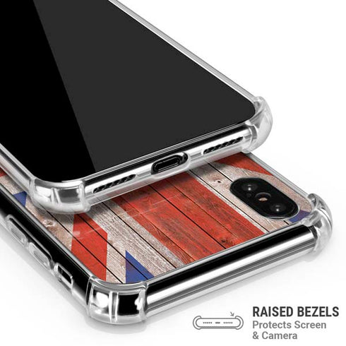 United Kingdom Flag Dark Wood iPhone XS Max Clear Case